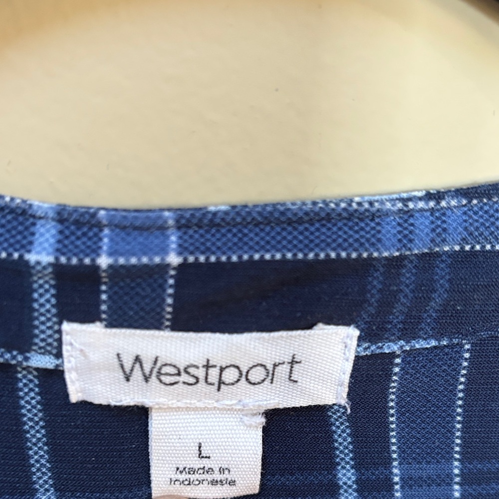Westport Navy Plaid Blouse - Picture 2 of 3
